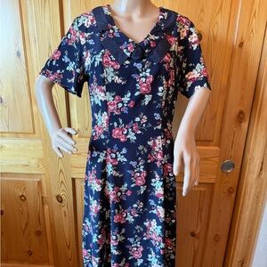 Allison Gray Vintage 70s Floral Maxi Dress Womens 14P Cottagecore Retro